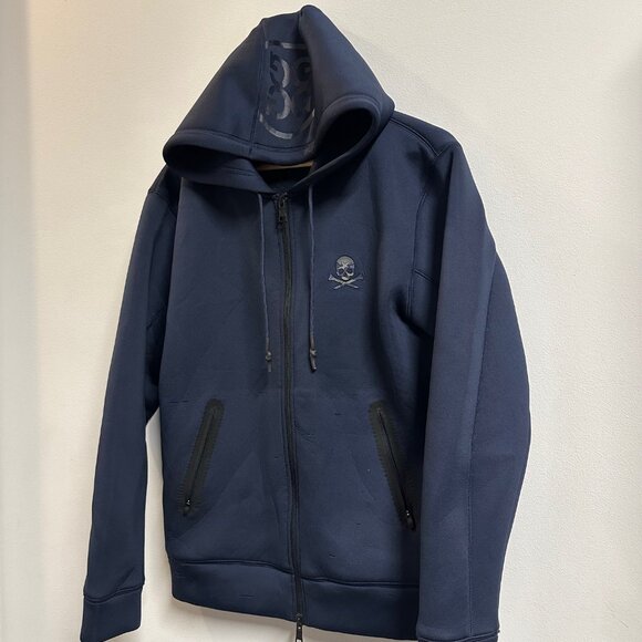 G/Fore Tech Hoodie Twilight Navy Blue G4 Full Zip Skull Golf Men's Medium - Picture 2 of 12